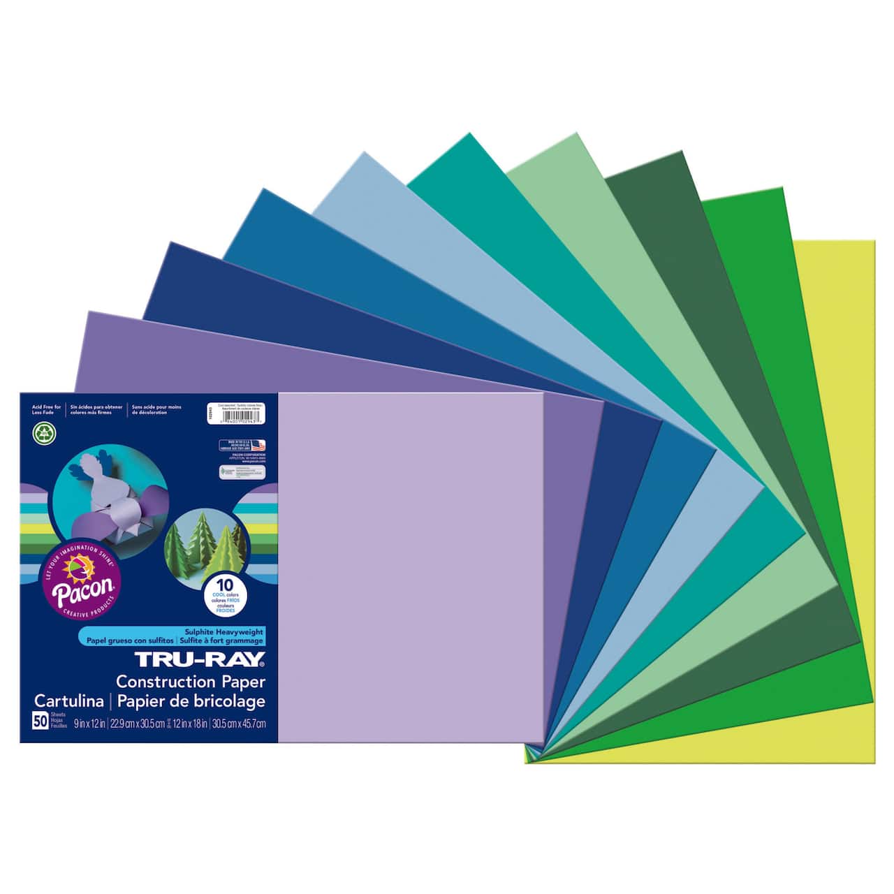 Pacon® Tru-Ray 12" x 18" Cool Colors Construction Paper, 50 Sheets